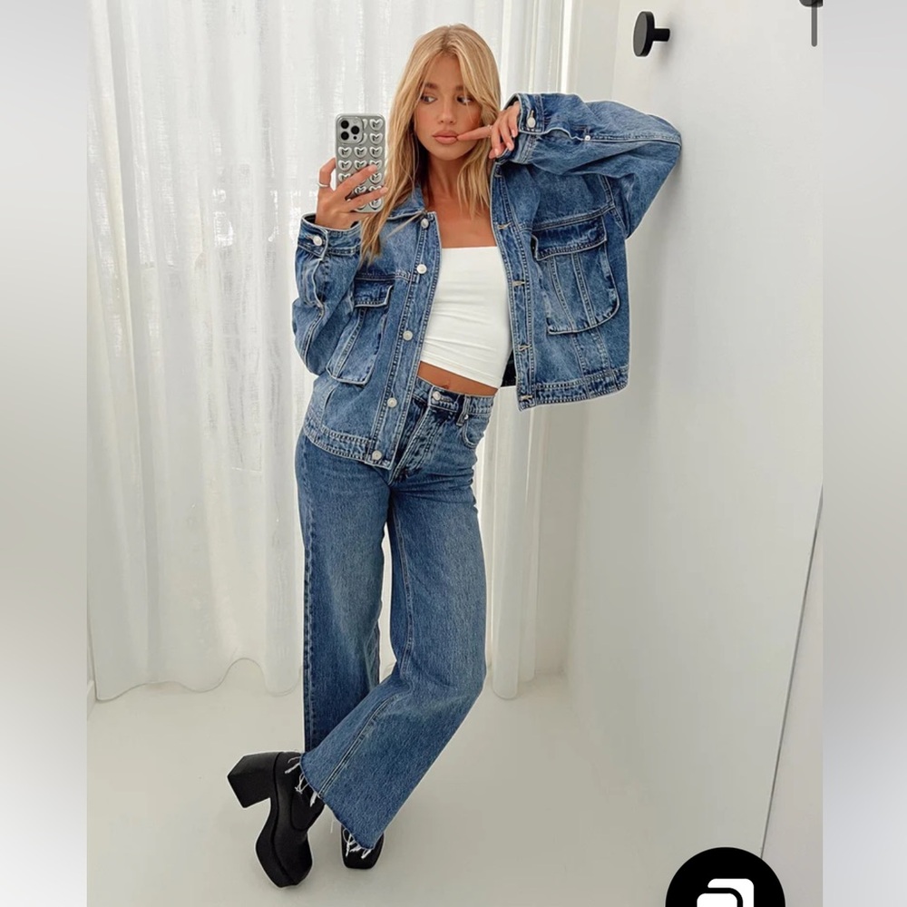 Princess Polly Denim Jeans Straight Leg Raw Edge Hem size 2